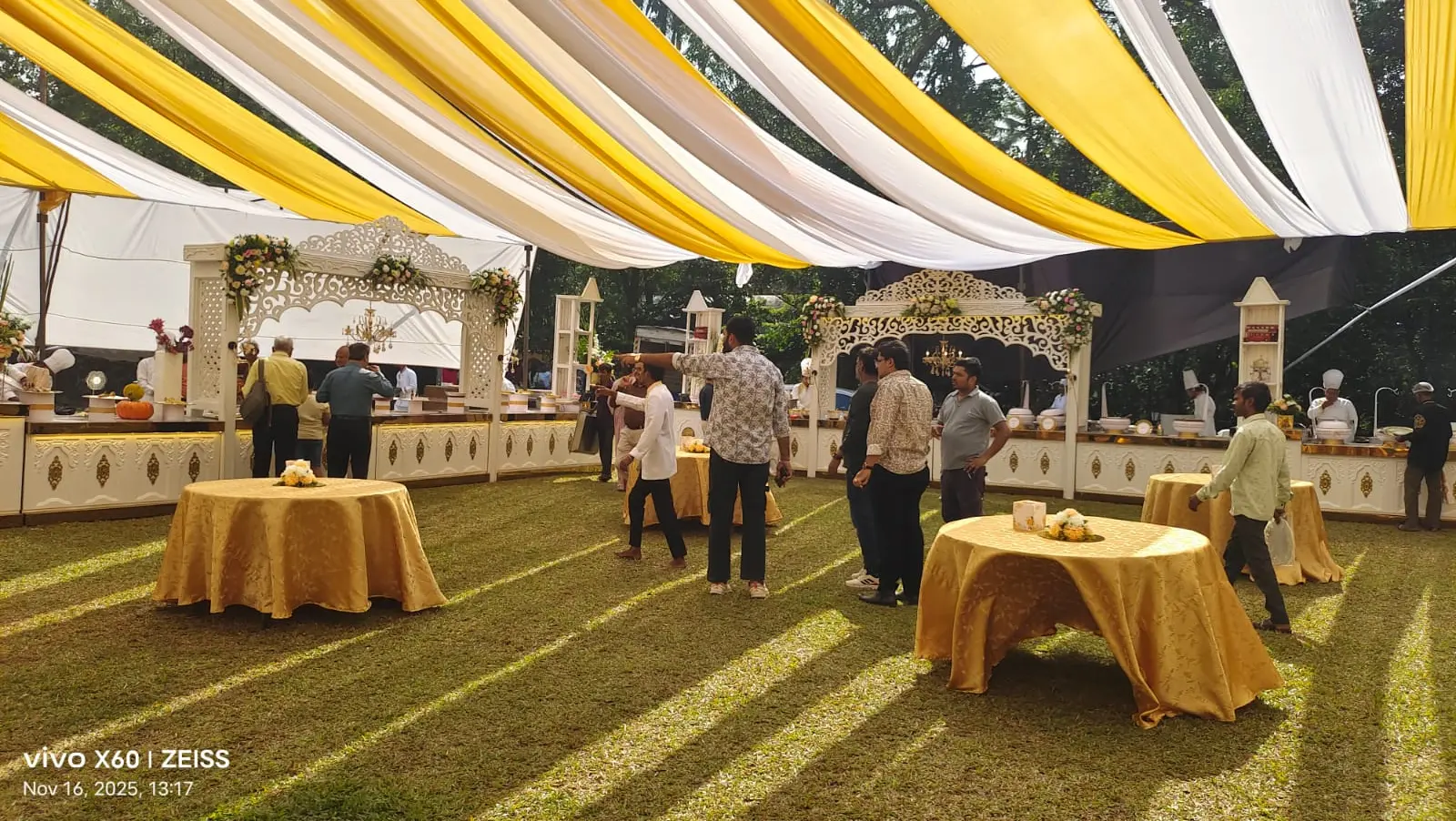 Elegant floral decoration at a Jain wedding event in Kharghar, Navi Mumbai by Shree Caterers