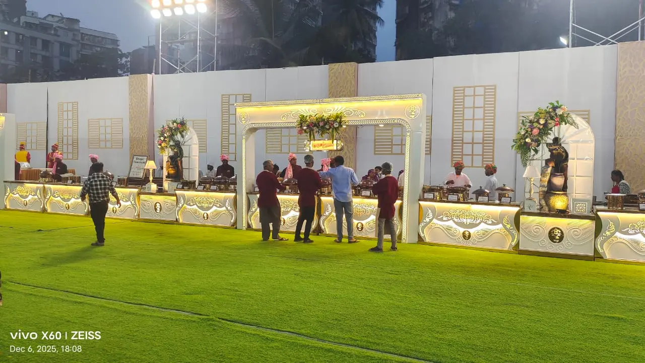 Professional veg catering reception buffet setup in Ulwe, Navi Mumbai by Shree Caterers